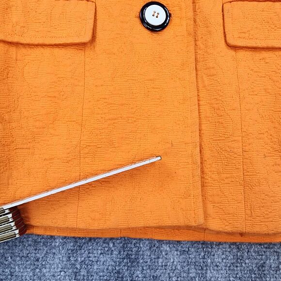 Teri Jon By Rickie Freeman Blazer Womens 4 Orange Floral Short Sleeve Career VTG - Picture 13 of 16